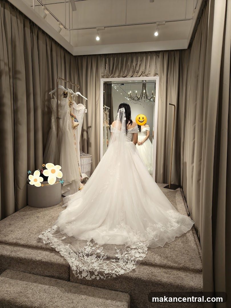 Bride Trying on Wedding Dress