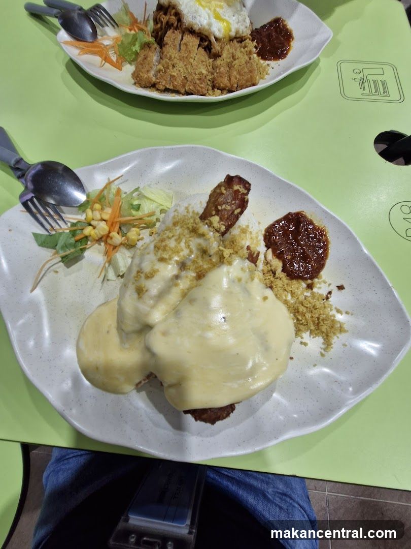 Two plates of food on a table
