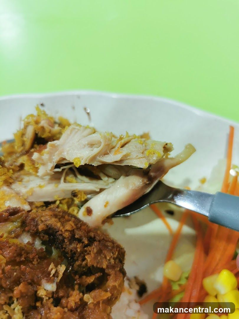 Close-up of Fried Chicken and Salad