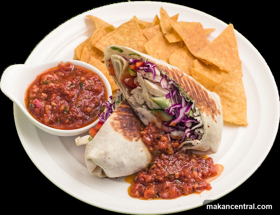 Chicken Burrito with Salsa and Chips