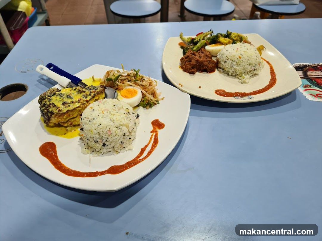 Two plates of food on a table