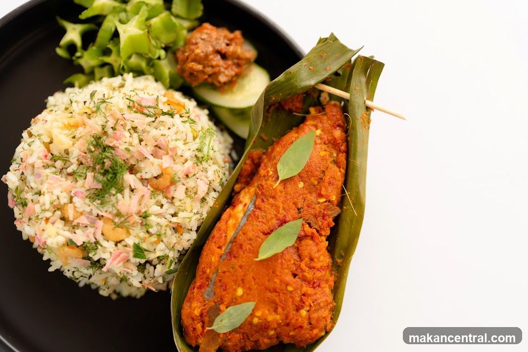 Fish dish with rice and vegetables