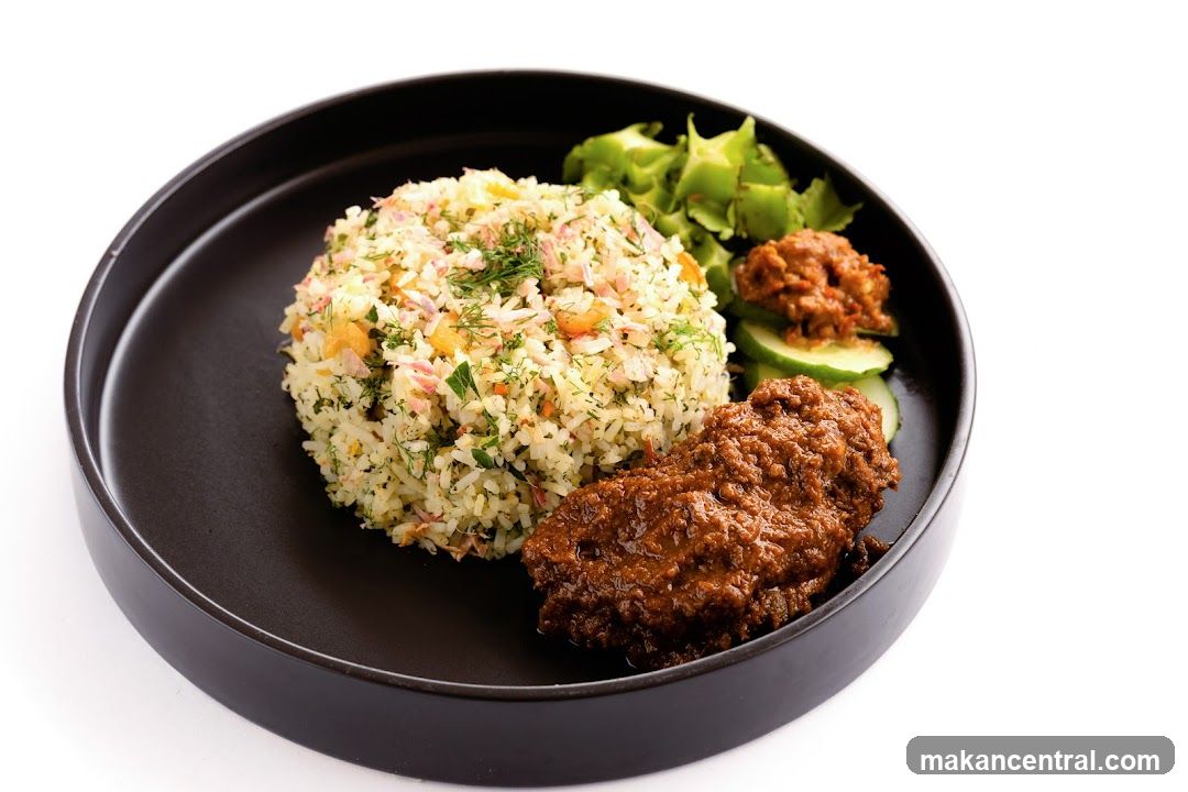 Nasi Lemak with Beef Rendang