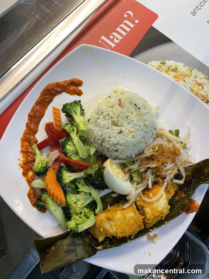 Fish dish with rice and vegetables