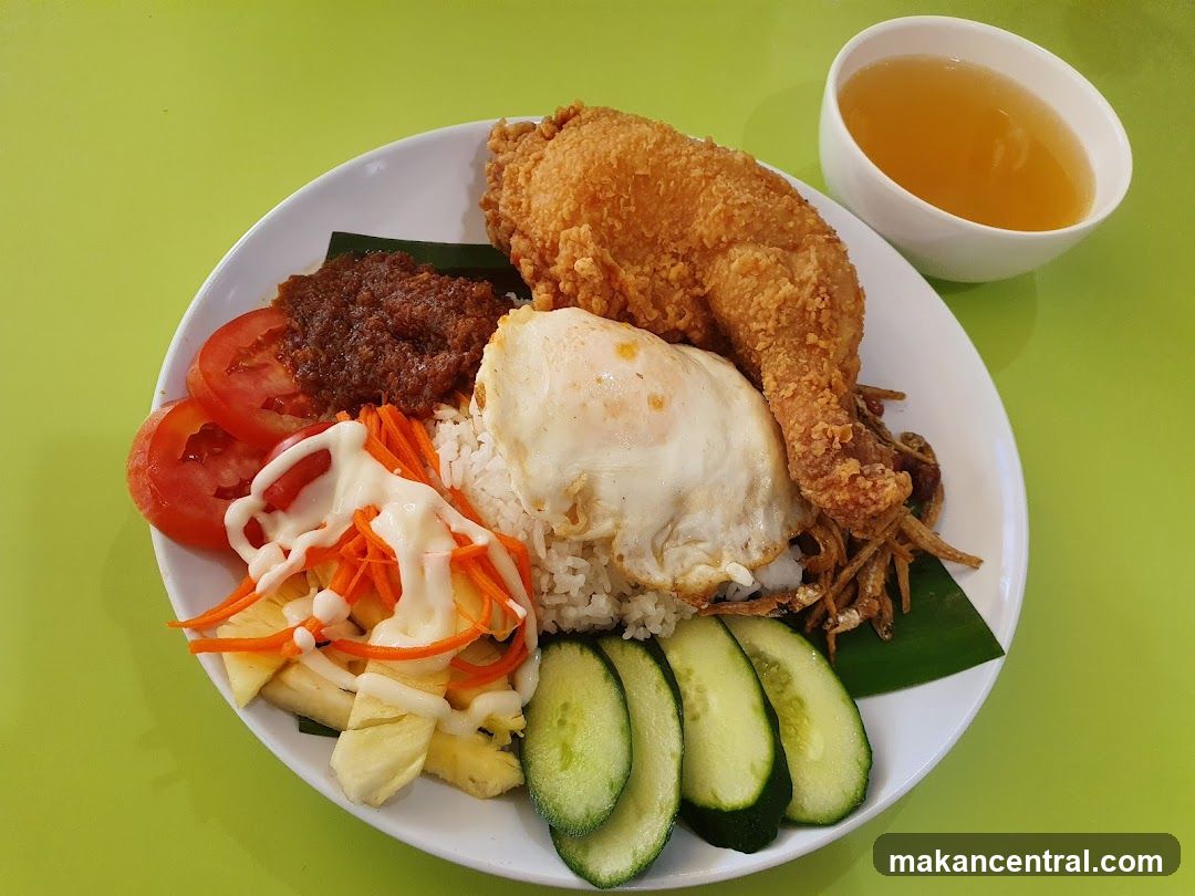Nasi Lemak with Fried Chicken