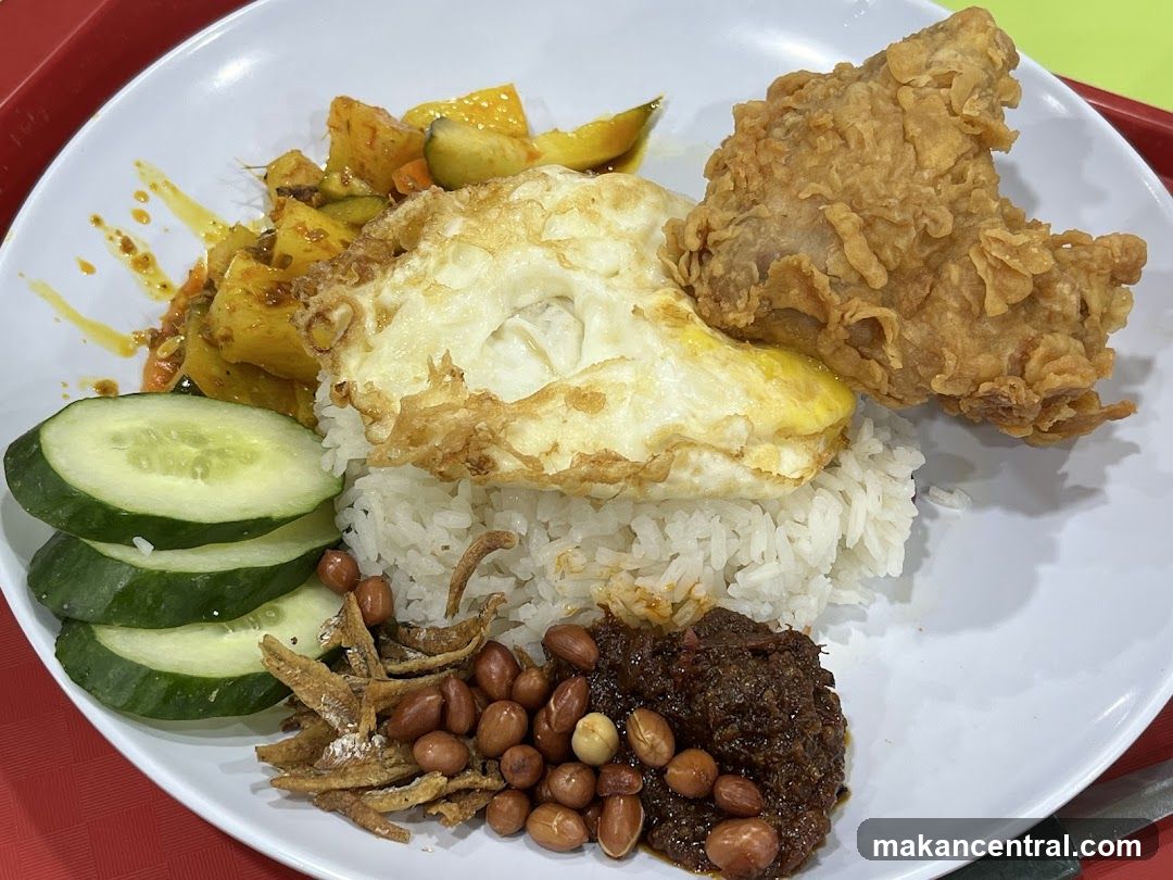 Nasi Lemak with Fried Chicken