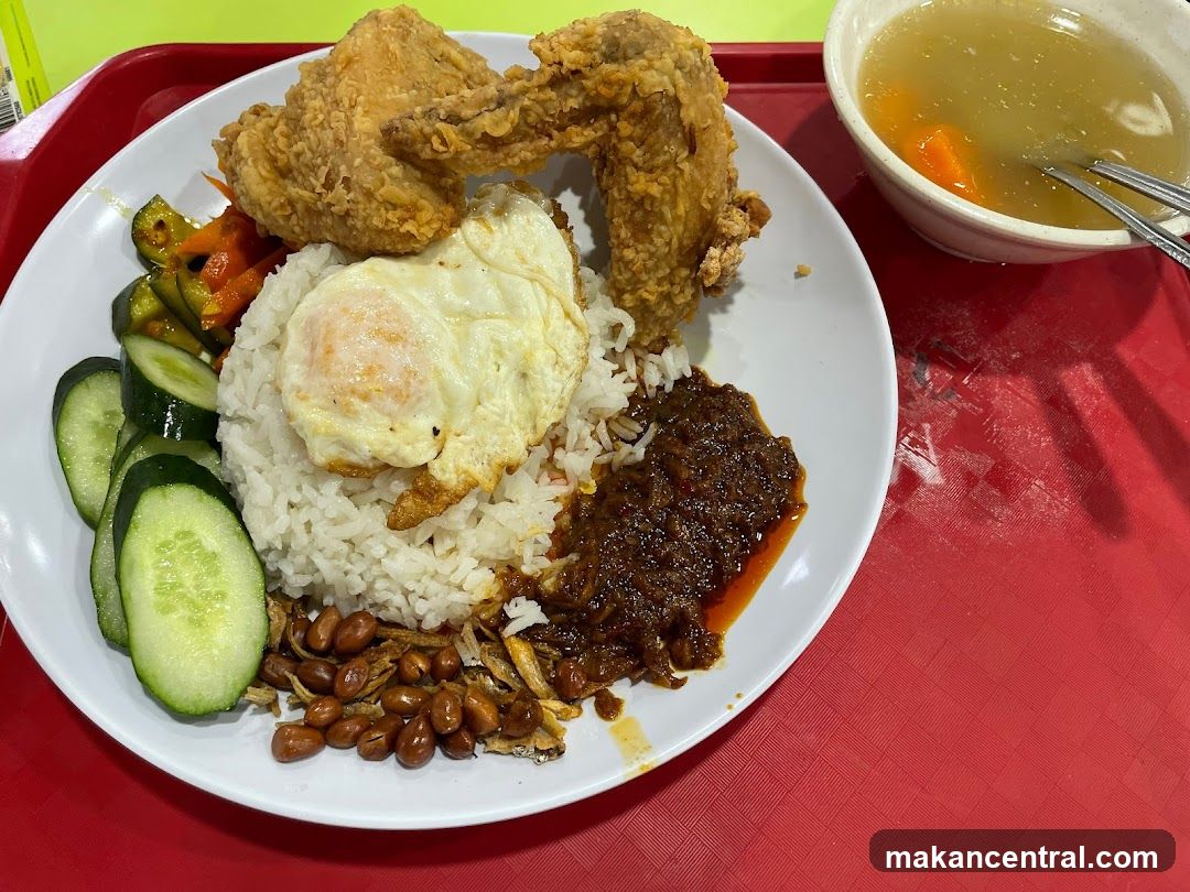 Nasi Lemak with Fried Chicken