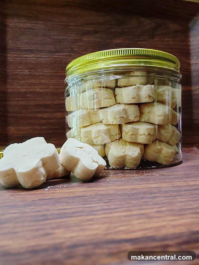Flower-shaped cookies in a jar