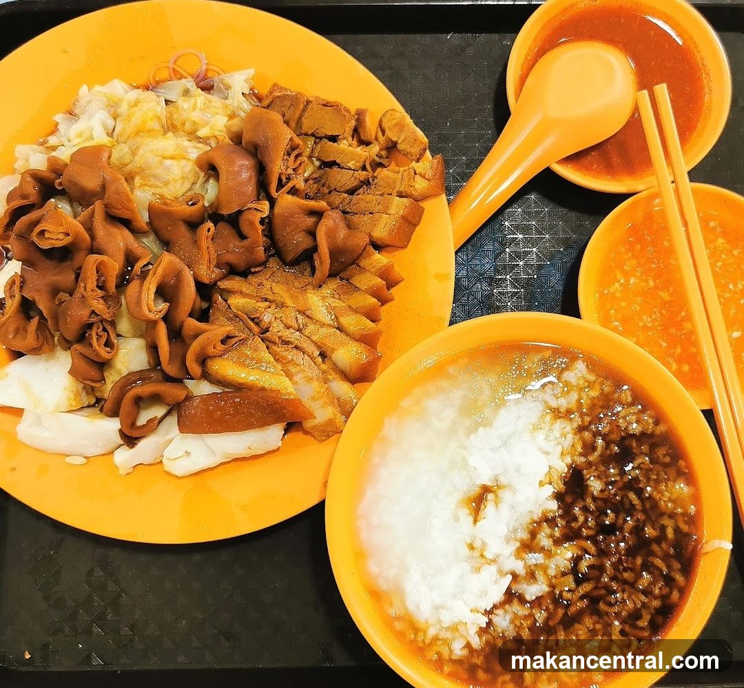 Braised Intestines and Pork Belly with Rice Porridge