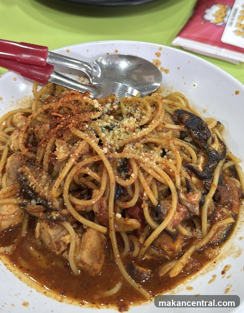 Spaghetti with Chicken and Mushrooms