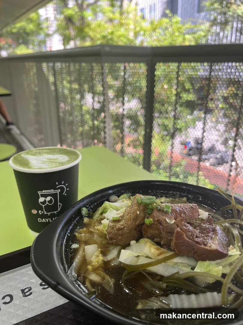 Noodle Soup and Matcha Drink