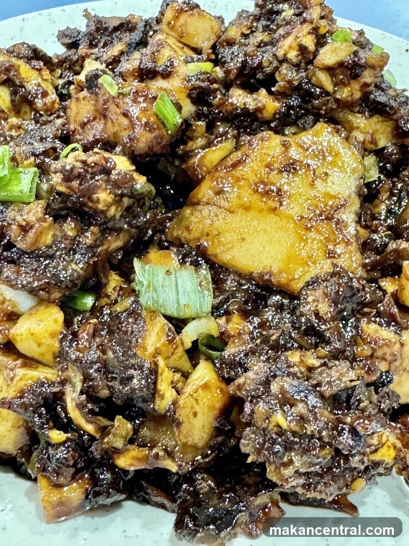 Stir-fried dish with dark sauce and green onions