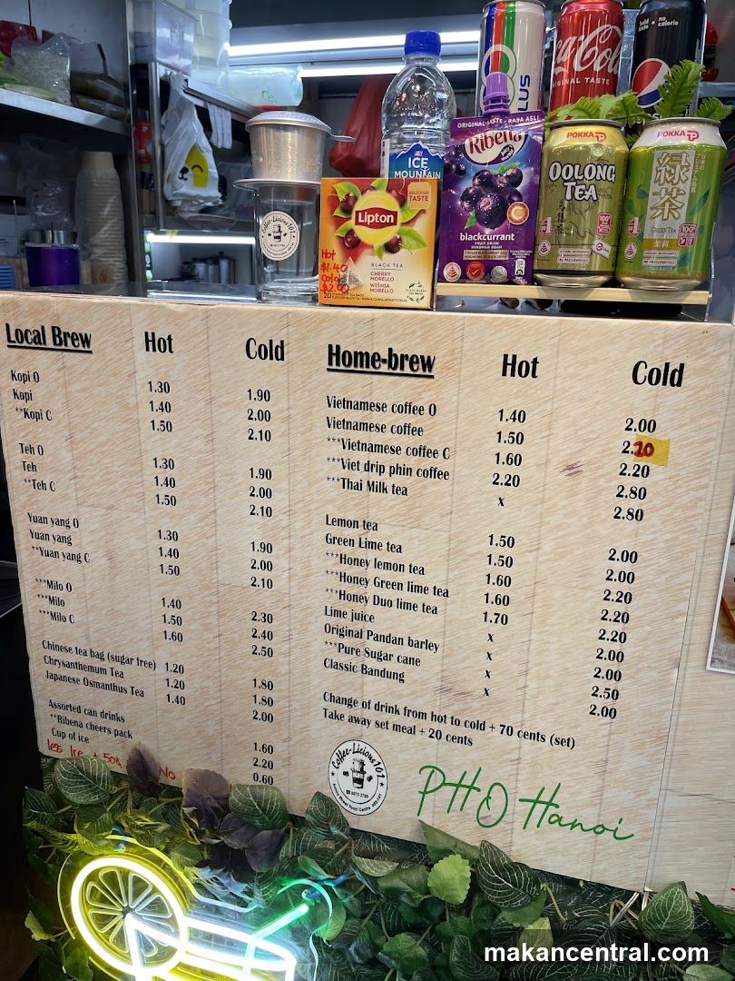 Pho Hanoi Menu