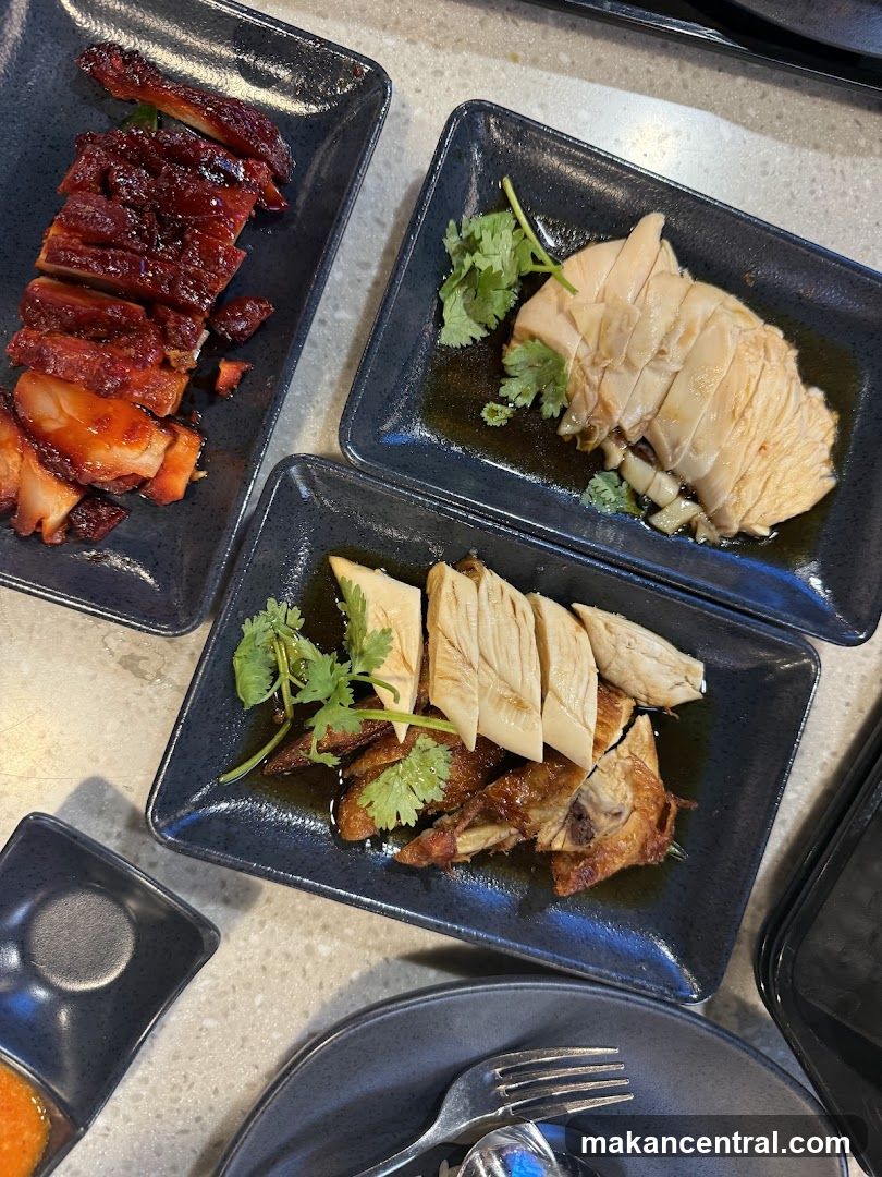 Plates of Roasted and Steamed Chicken