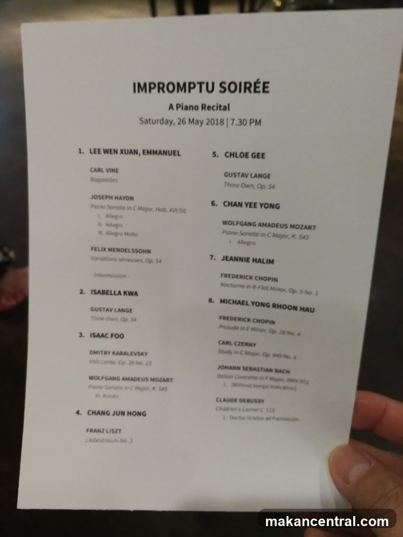 Impromptu Soirée Piano Recital Program
