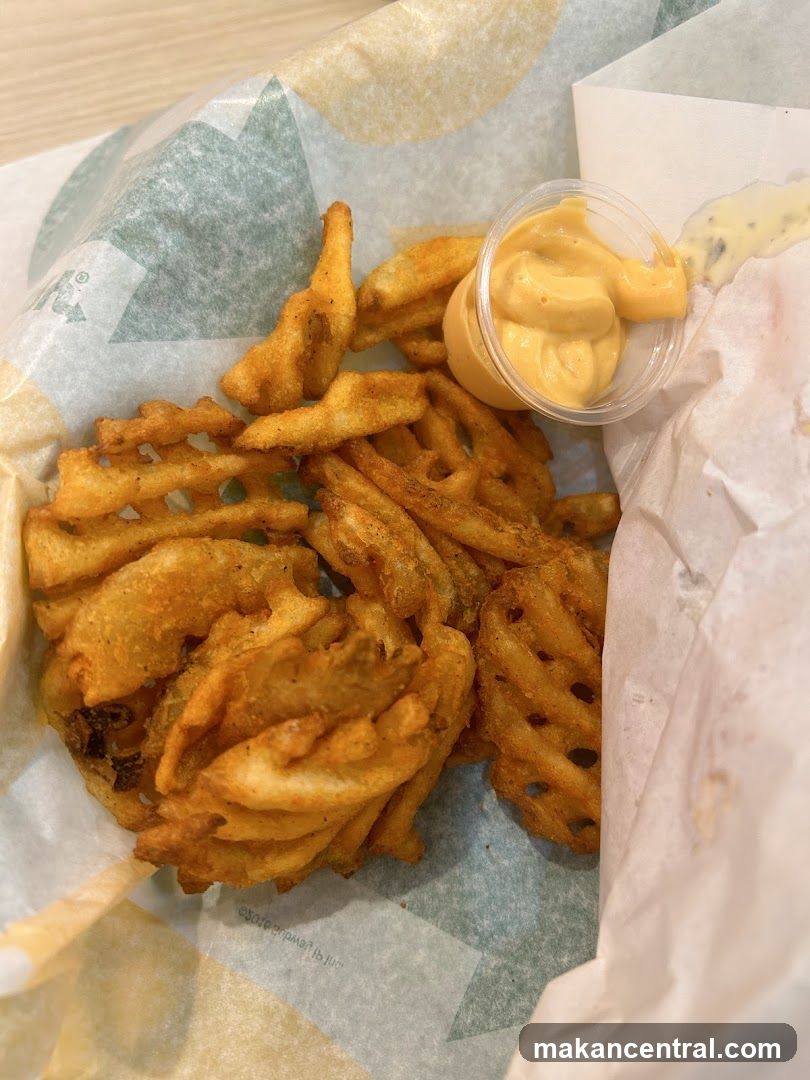 Waffle Fries with Cheese Dip