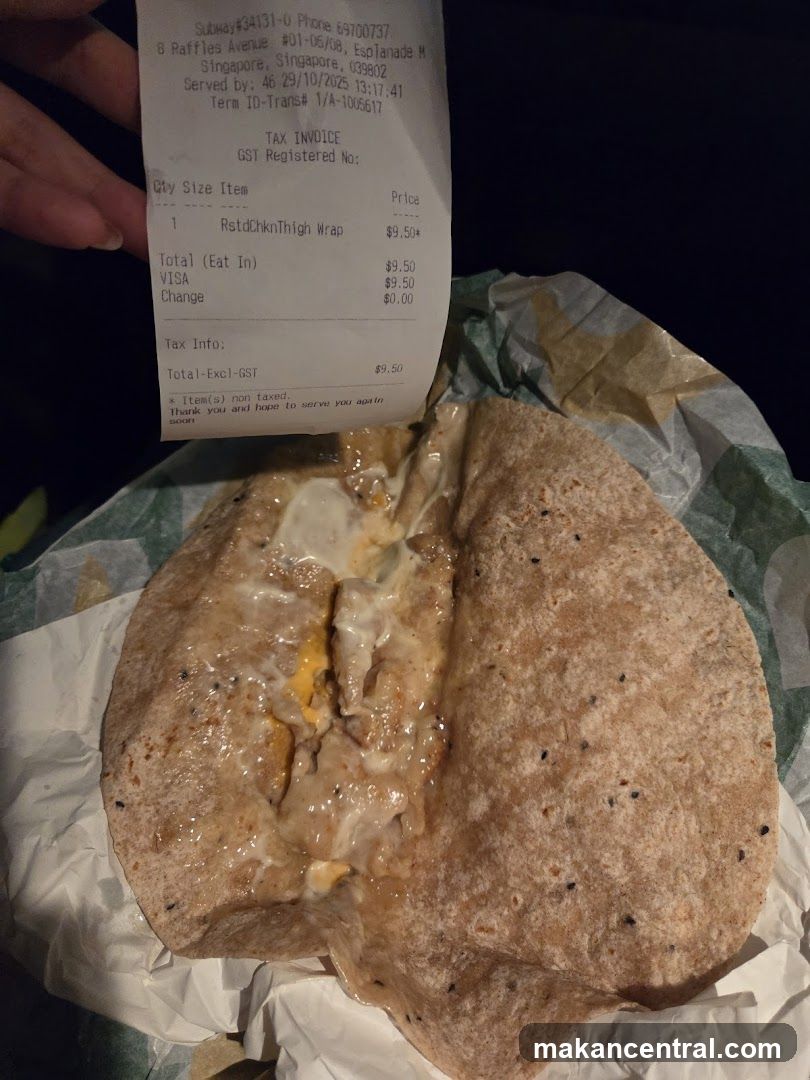 Subway Receipt and Wrap