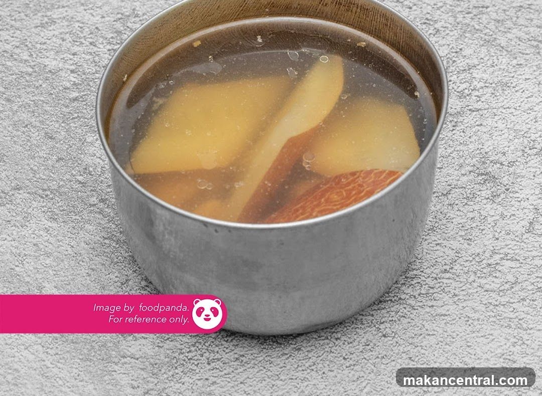 Bowl of soup with fruit