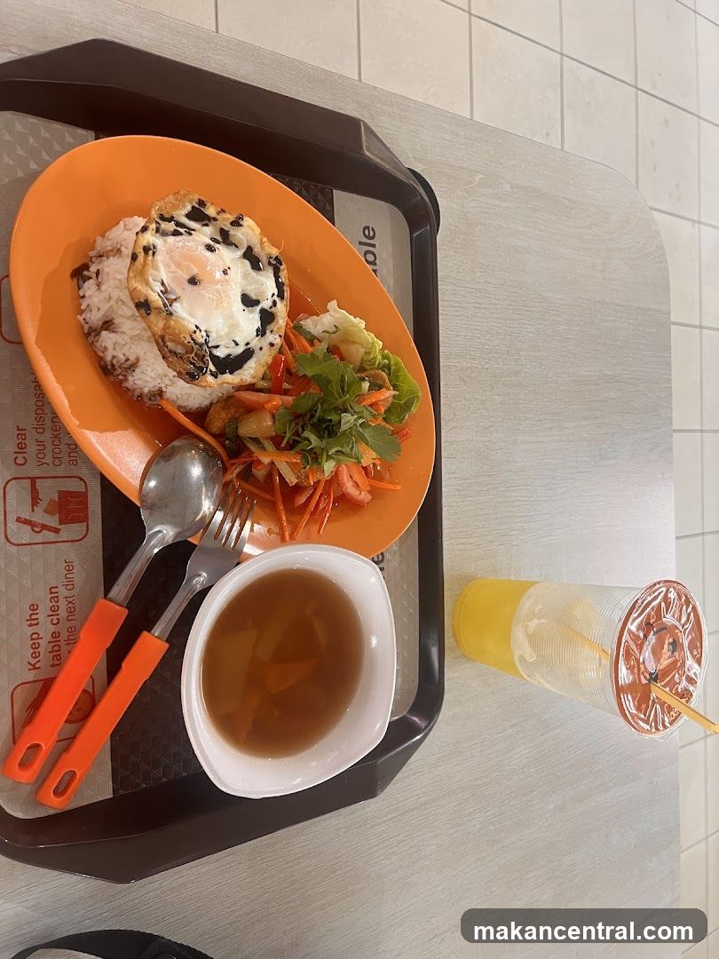Meal with Fried Egg and Drink