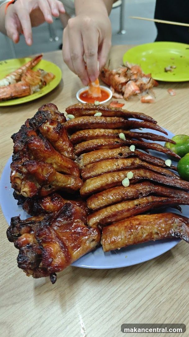 Grilled Chicken Wings and Shrimp