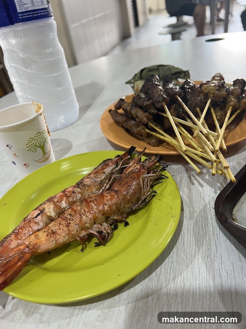 Grilled Prawns and Satay
