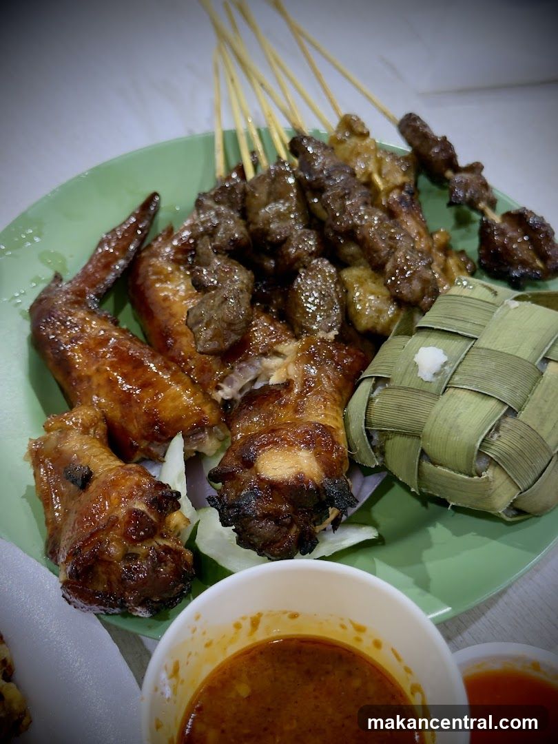 Plate of Satay and Chicken Wings