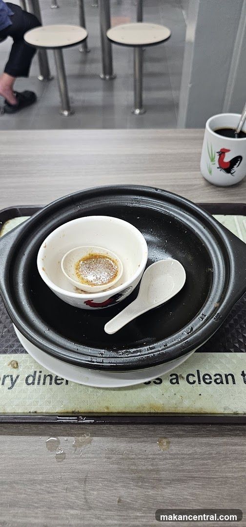 Table with leftover food and drink