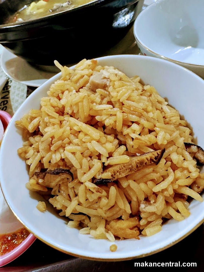 Bowl of Rice with Mushrooms and Meat