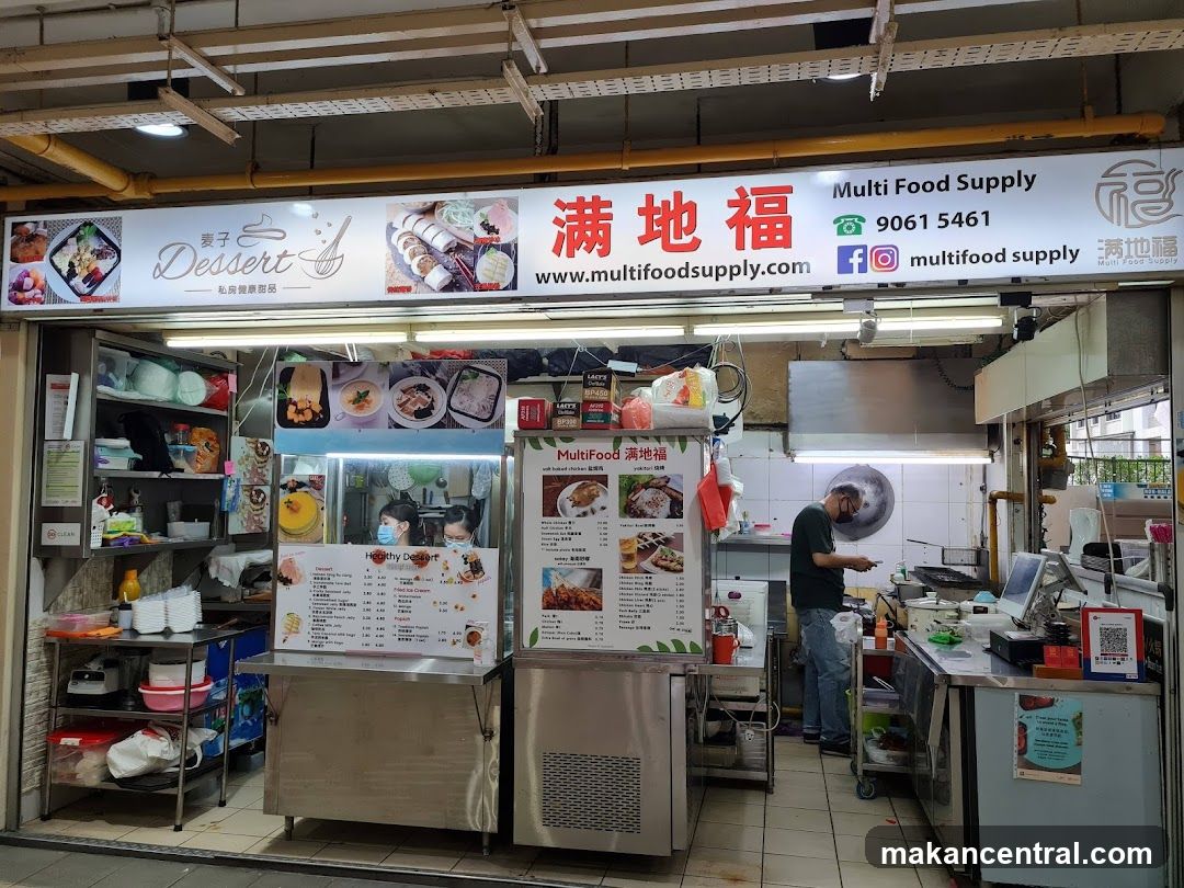 Food Stall with Desserts and Supplies