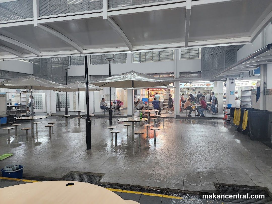 Rainy Day at an Outdoor Food Court