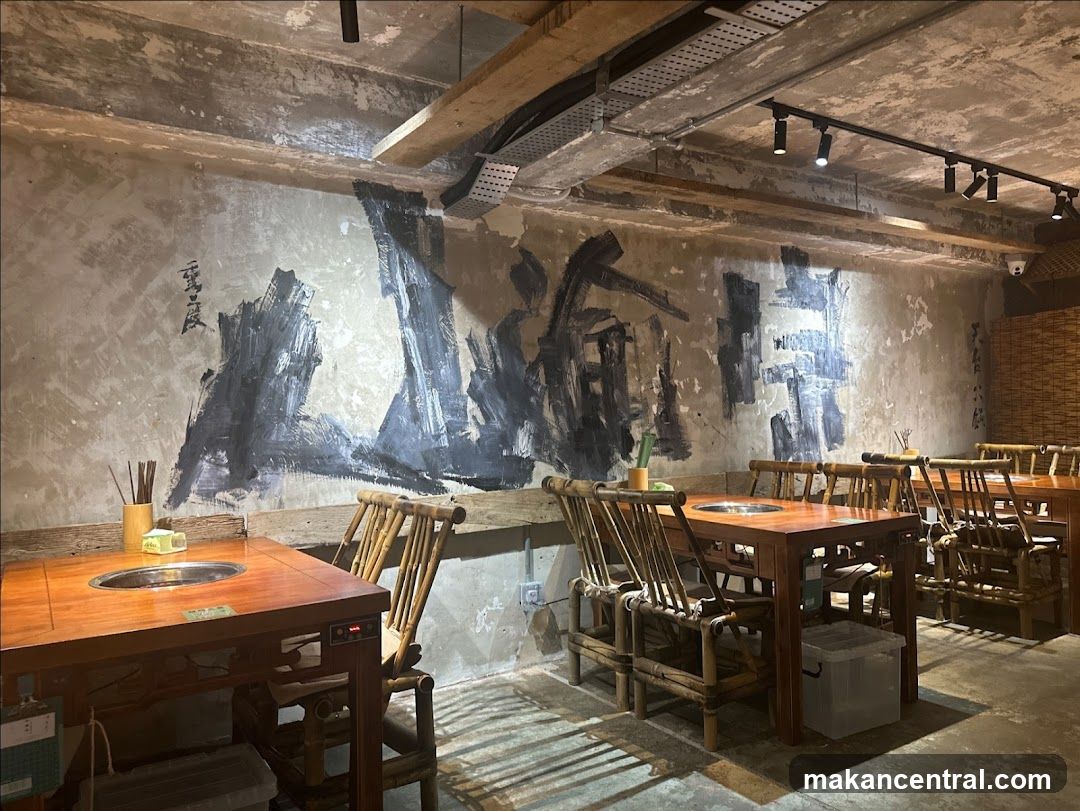 Restaurant Interior with Artistic Wall Mural