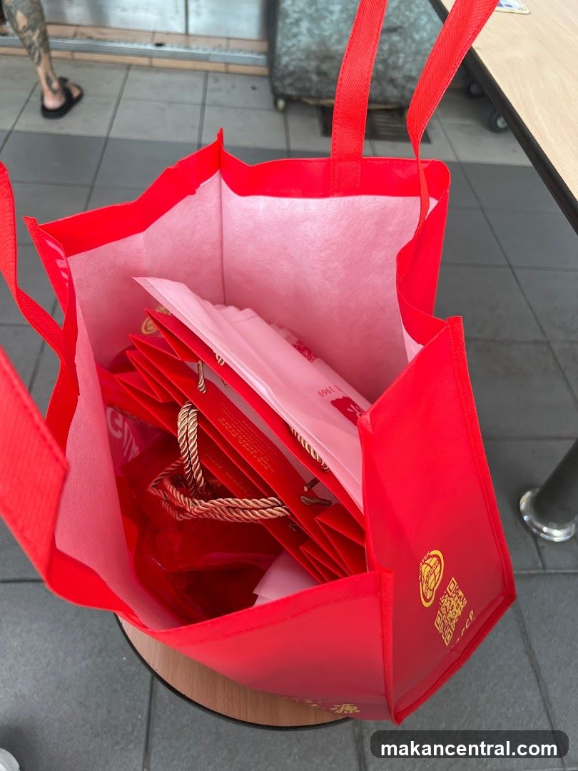 Red Shopping Bag with Contents