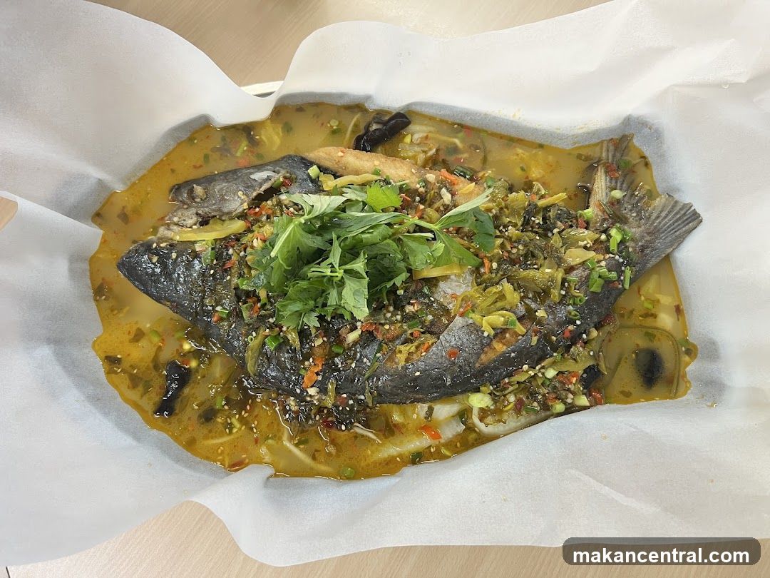 Steamed Fish with Pickled Vegetables