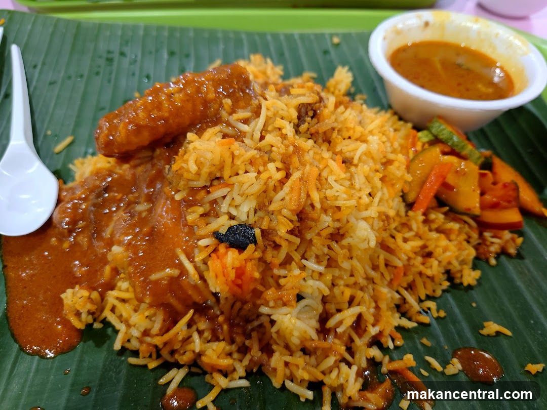 Biryani with Curry and Pickles