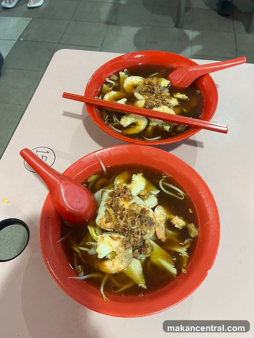 Two Bowls of Noodles with Shrimp