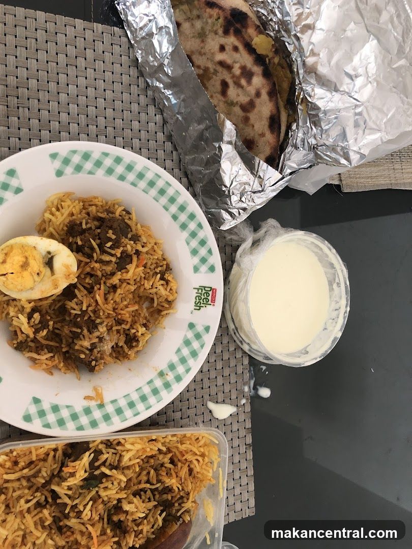 Biryani with Naan and Raita
