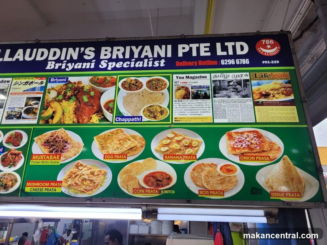 Alauddin's Briyani Menu