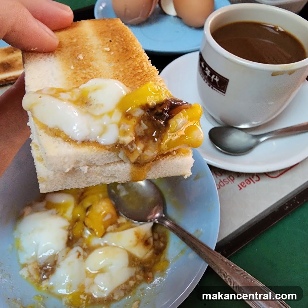 Toast with soft-boiled eggs and coffee
