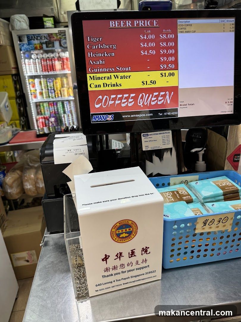 Counter with POS system and donation box