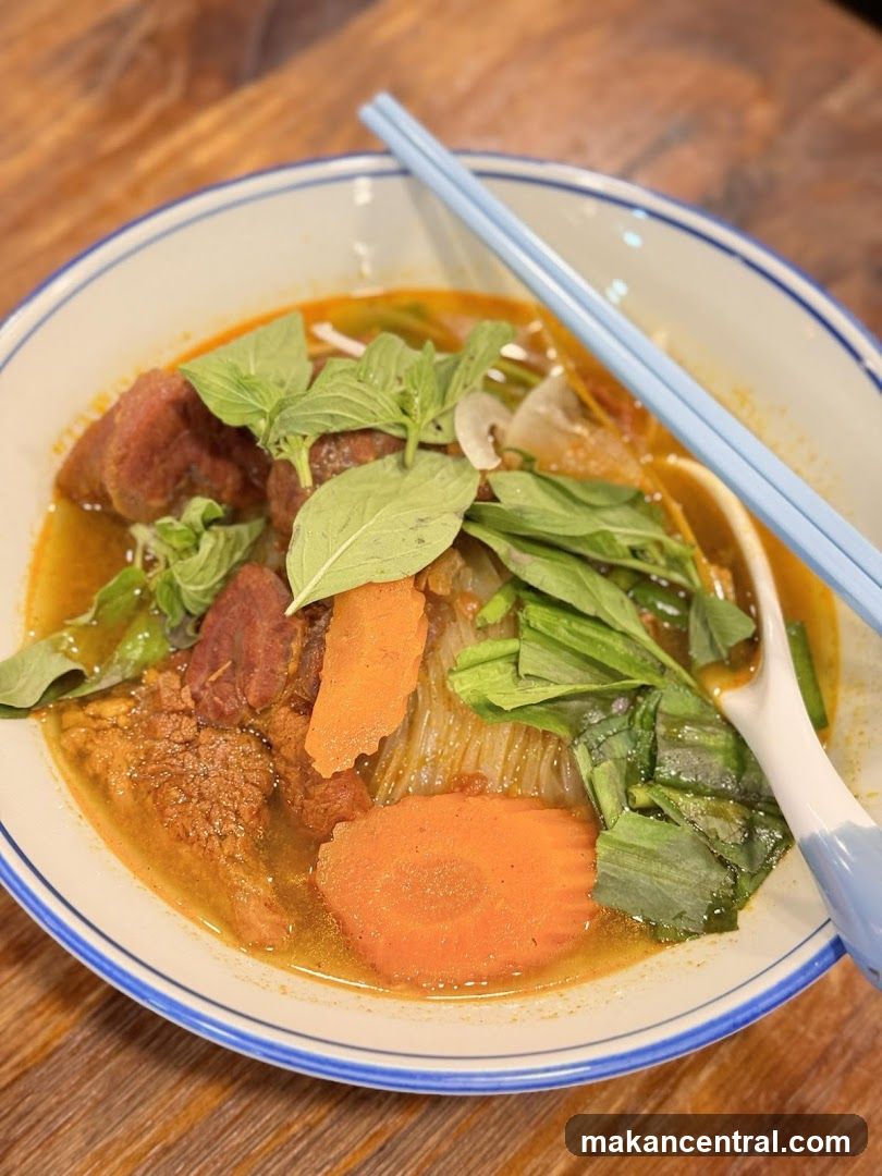 Bowl of Noodles with Beef and Carrots
