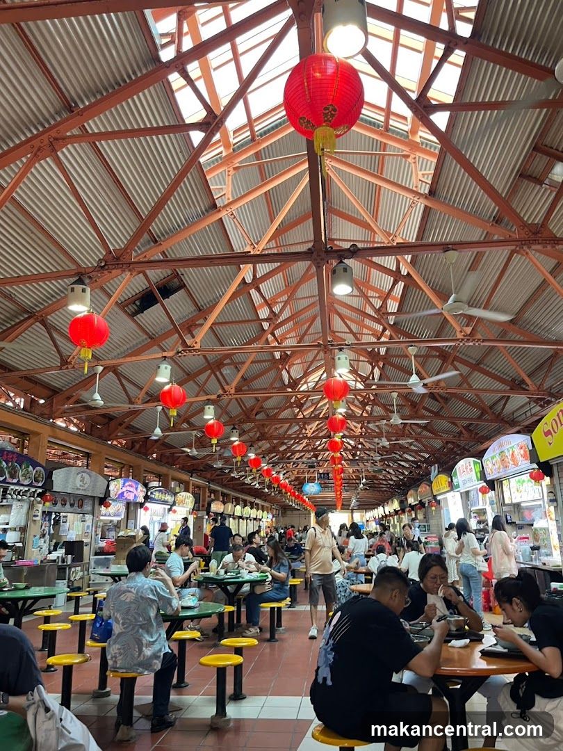 Busy Food Court with Red Lanterns