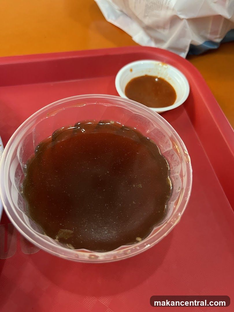 Sauce containers on a tray