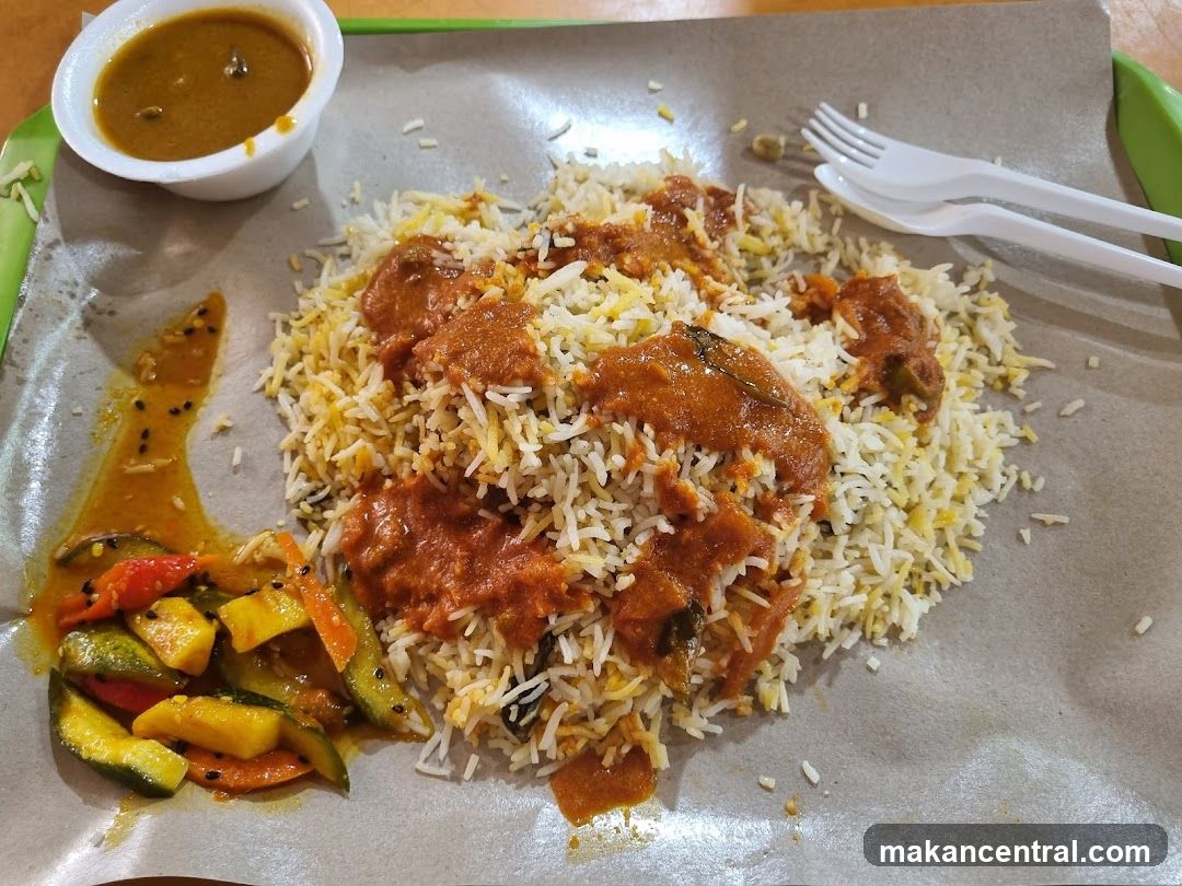Biryani with Curry and Pickles