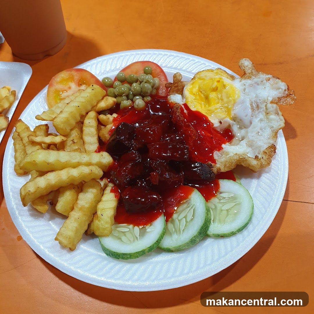 Western-style meal with fries and egg