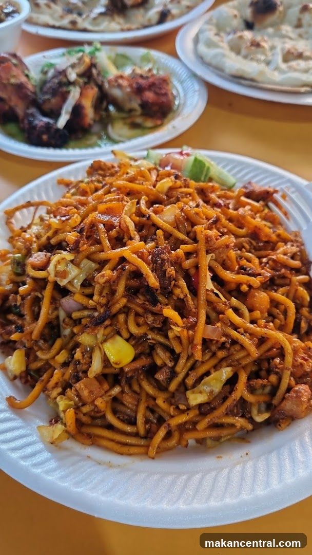 Noodles with Chicken and Naan Bread