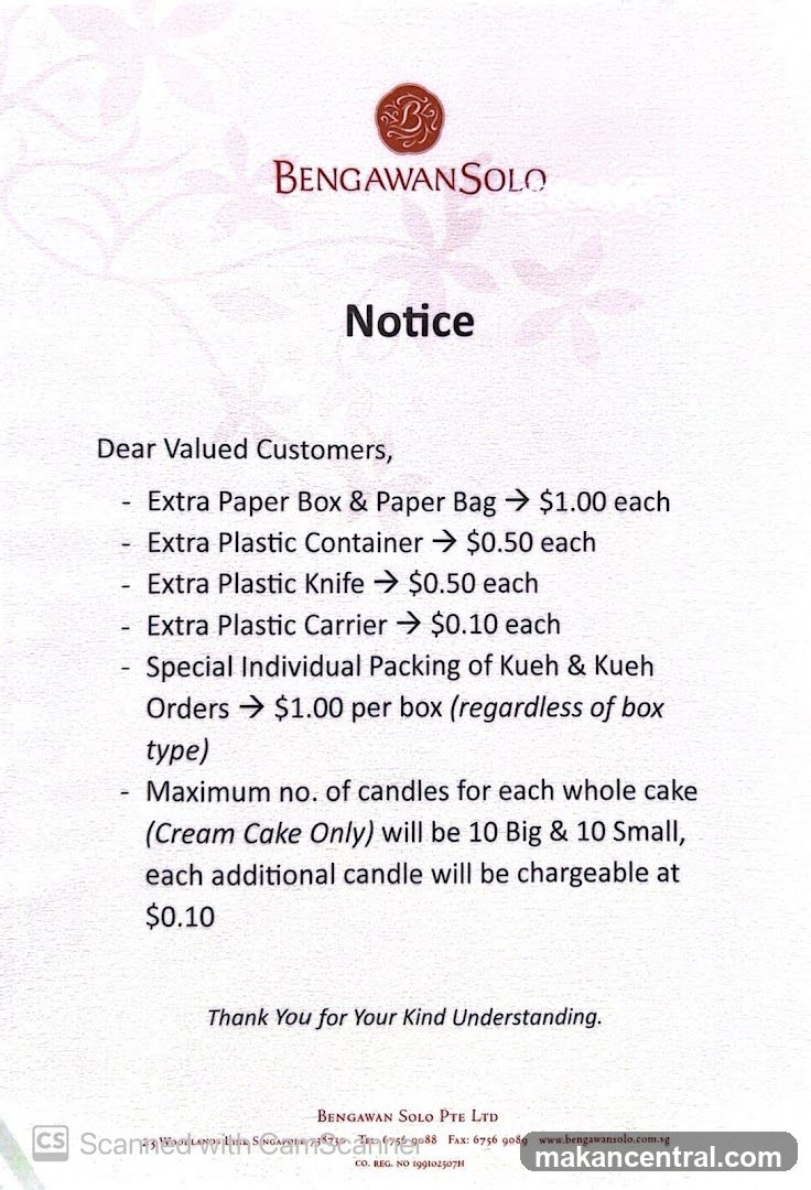 Notice from Bengawan Solo