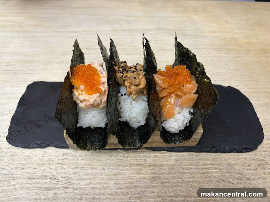 Three Sushi Hand Rolls