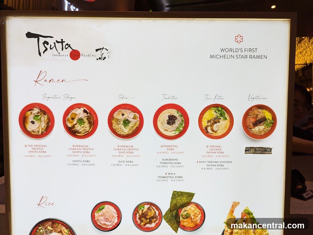 Tsuta Japanese Soba Noodles Menu