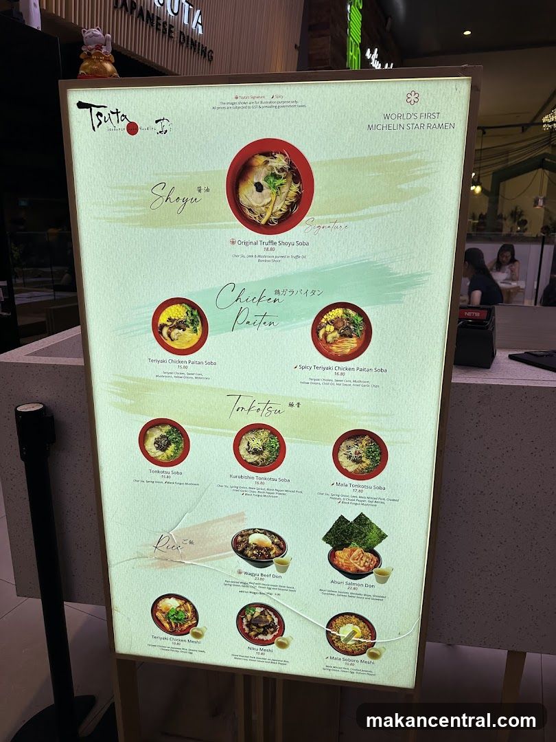Tsuta Japanese Dining Menu