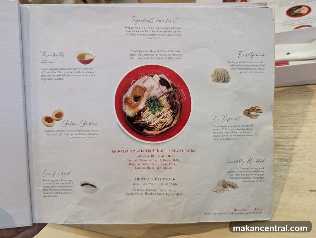 Tsuta Menu
